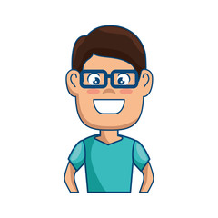cartoon man wearing glasses icon over white background vector illustration