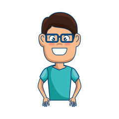 cartoon man wearing glasses icon over white background vector illustration
