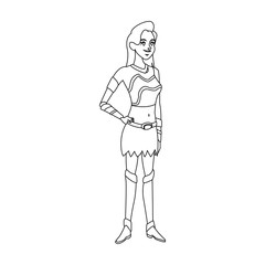 cartoon female warrior with a spear vector illustration