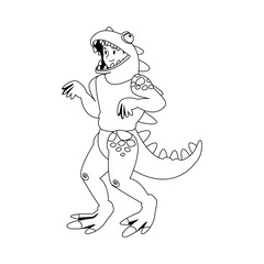 boy teenager in a suit dinosaur halloween vector illustration