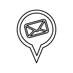 location pin with envelope icon over white background vector illustration