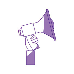 hand holding a megaphone icon over white background vector illustration