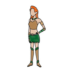 indian warrior in costume party halloween image vector illustration