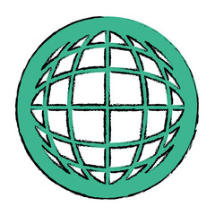 global sphere icon over white background colorful design vector illustration