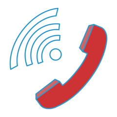 phone handset icon over white background colorful design vector illustration