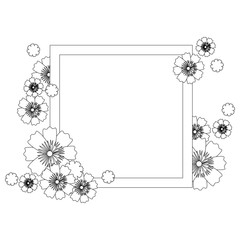 Fototapeta premium decorative frame with beautiful flowers icon over white background vector illustration
