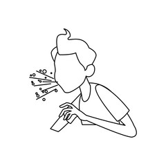 coughing man sick person with cold flu and virus vector illustration
