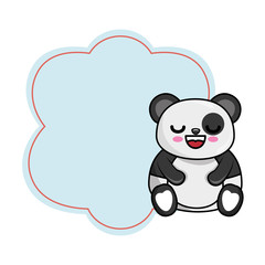 Fototapeta premium frame with kawaii panda bear icon over white background colorful design vector illustration