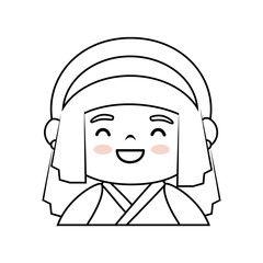 kawaii japanese girl icon over white background  vector illustration