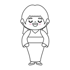 kawaii japanese girl wearing a kimono icon over white background vector illustration