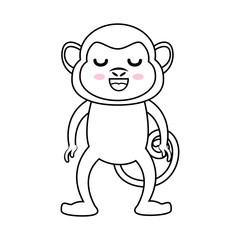 kawaii happy monkey icon over white background vector illustration