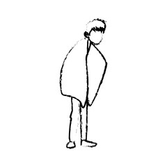 sick man character wrapped blanket vector illustration