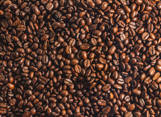 A surface of coffee beans
