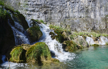 Fototapeta na wymiar beautiful landscape along the way in Plitvice lake national park , Croatia
