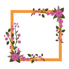 decorative frame with beautiful flowers colorful design vector illustration