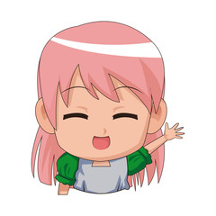 cute cartoon anime little girl chibi character vector illustration