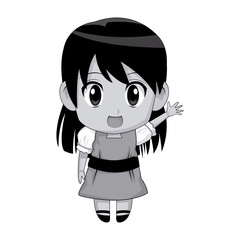 cute anime chibi little girl cartoon style vector illustration