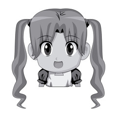 cute cartoon anime little girl chibi character vector illustration
