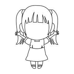 manga anime girl chibi character contour vector illustration