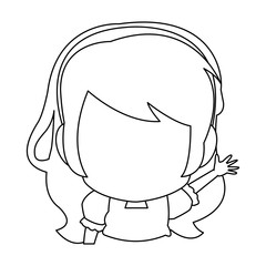 manga anime girl chibi character contour vector illustration