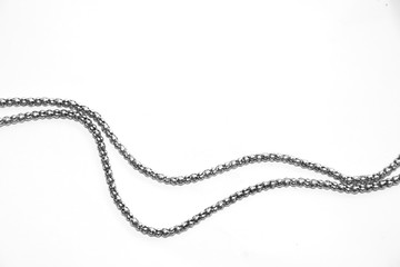 Silver necklace isolated on white background