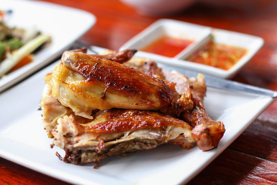 grilled poultry chicken with chili sauce 