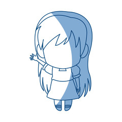 manga anime girl chibi character contour vector illustration