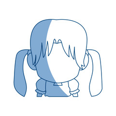 manga anime girl chibi character contour vector illustration