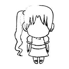 Fototapeta na wymiar manga anime girl chibi character contour vector illustration