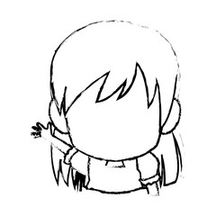 manga anime girl chibi character contour vector illustration