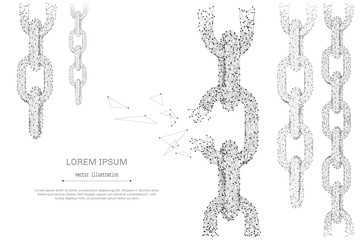 Abstract mash line and point Breaks the chain on white background with an inscription. Freedom concept starry sky or space, consisting of stars and the universe. Vector business illustration