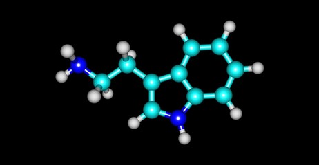 Tryptamine molecular structure isolated on black
