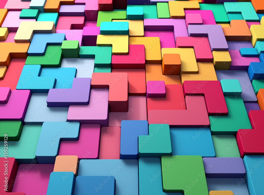 Poster 3d rendering abstract background of multi-colored rounded shapes