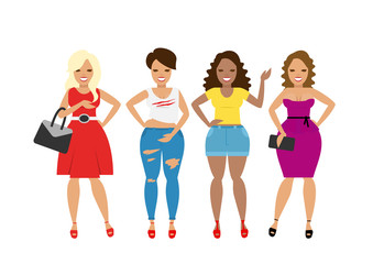 Obraz premium beautiful fashion women in clothes on white background