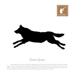 Obraz premium Black silhouette of a running wolf on a white background. Forest animals
