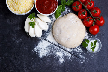 Raw dough for pizza