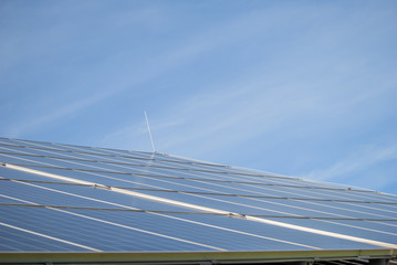 solar photovoltaic panels close-up on sunny day