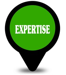 EXPERTISE on green location pointer graphic