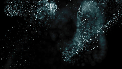 White particles explosion overlay texture for your design. Abstract background stream motion. Power of particles dust. Storm wave explode. Abstract shattered broken glass.