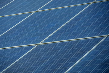 solar photovoltaic panels close-up on sunny day