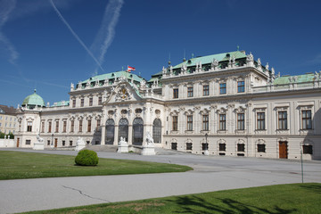 Fototapeta na wymiar Vienna, Austria. Beautiful view of famous Schloss Belvedere summer residence for Prince Eugene of Savoy