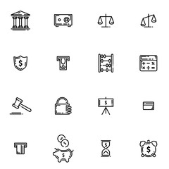 Set of finance outline web icons.