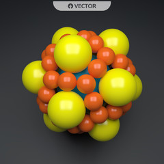 3D molecule. Molecular structure. Vector illustration for science.