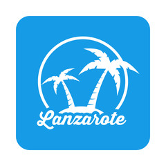 Fototapeta na wymiar Icono plano Lanzarote en cuadrado azul