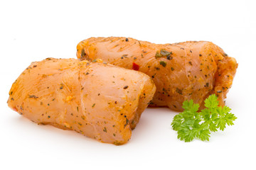 Chiken meat rolls isolated on the white background.