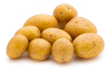 Raw potato isolated on white background.