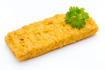 Fish fingers on the white background.