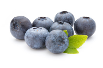Fresh blueberries on a white background.