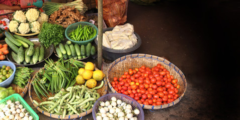 Fresh vegetables on morning market, Myanmar (Burma)