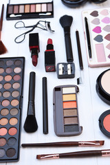 collection of make up and cosmetic beauty products arranged